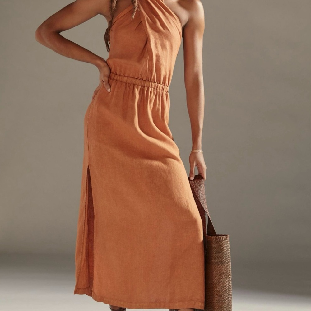Cloth & Stone Linen Cross-Halter Maxi Dress